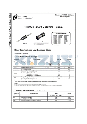 FDLL456 datasheet - High Conductance Low Leakage Diode