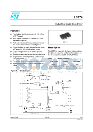 L6374_08 datasheet - Industrial quad line driver