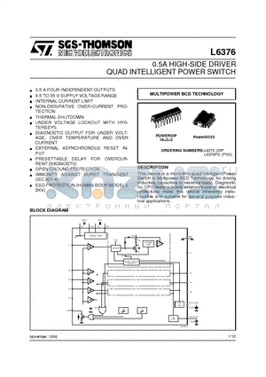 L6376PD datasheet - 0.5A HIGH-SIDE DRIVER QUAD INTELLIGENT POWER SWITCH