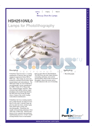HBO2510NIL datasheet - Lamps for Photolithography