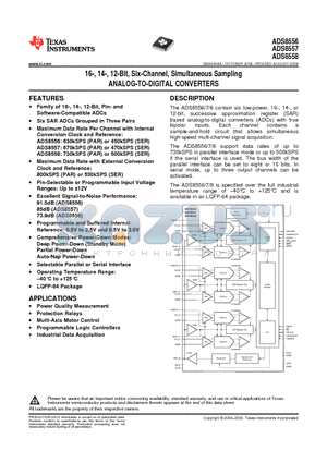 ADS8556I datasheet - 16-14-12-Bit Six-Channel Simultaneous Sampling ANALOG-TO-DIGITAL CONVERTERS