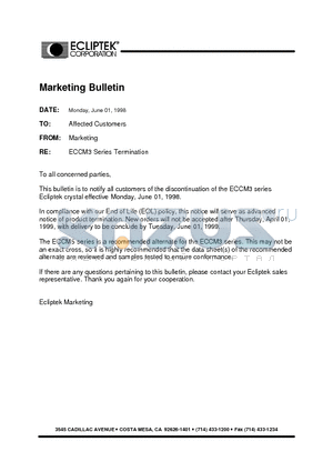 ECCM33DCT-S-70.000M datasheet - 1.5mm GLASS SURFACE MOUNT CRYSTAL