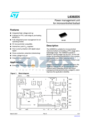 L6382D5 datasheet - Power management unit for microcontrolled ballast