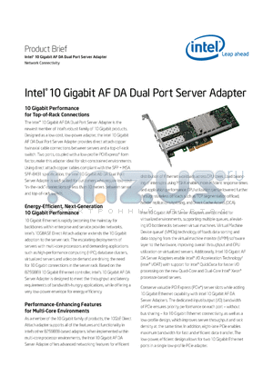 E10G42AFDA datasheet - Intel^ 10 Gigabit AF DA Dual Port Server Adapter