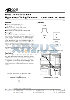 MA46472 datasheet - GaAs Constant Gamma Hyperabrupt Tuning Varactors