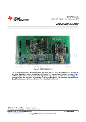 ADS8568EVM-PDK datasheet - The ADS8568EVM allows evaluation of all aspects of the ADS8568 device.