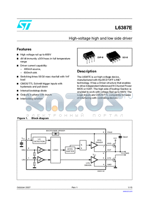 L6387ED datasheet - High-voltage high and low side driver