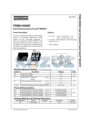 FDMA1028NZ datasheet - Dual N-Channel PowerTrench MOSFET