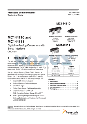 MC144110DW datasheet - Digital-to-Analog Converters with Serial Interface