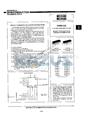 MC14408P datasheet - BINARY TO PHONE PULSE CONVERTER SUBSYSTEM