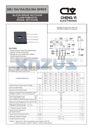 GBU25005 datasheet - SILICON BRIDGE RECTIFIERS GLASS PASSIVATED BRIDGE RECTIFIERS