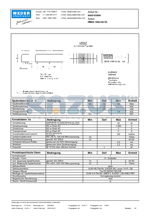 HM05-1A83-06-UL_DE datasheet - (deutsch) HM Reed Relay