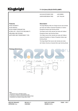 L63SRT datasheet - T-1 3/4 (5MM) SOLID STATE LAMPS