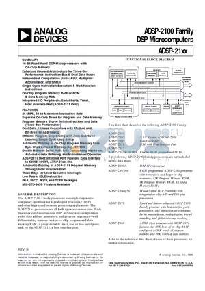 ADSP-2100A datasheet - ADSP-2100 Family DSP Microcomputers
