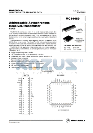 MC14469FN datasheet - ADDRESSABLE ASYNCHRONOUS RECEIVER / TRANSMITTER