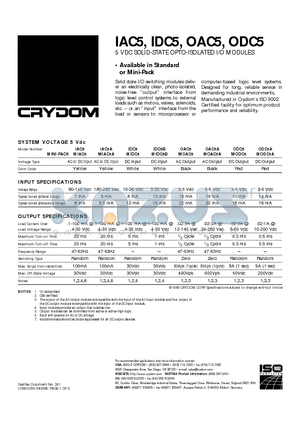 MIDC5B datasheet - 5 VDC SOLID-STATE OPTO-ISOLATED I/O MODULES