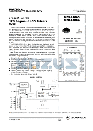 MC145003 datasheet - 128 SEGMENT LCD DRIVERS CMOS