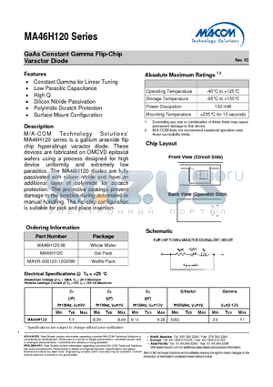 MA46H120 datasheet - GaAs Constant Gamma Flip-Chip Varactor Diode