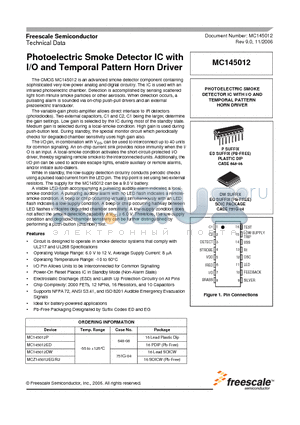 MC145012DW datasheet - Photoelectric Smoke Detector IC with I/O and Temporal Pattern Horn Driver