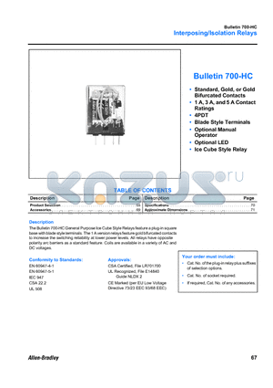 700-HC datasheet - Interposing/Isolation Relays