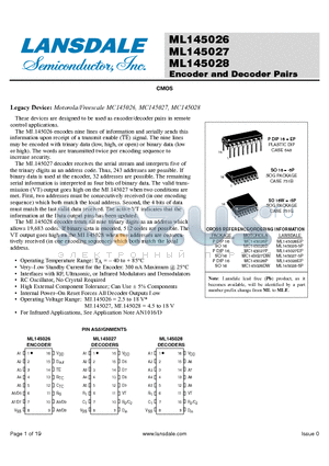 MC145027P datasheet - Encoder and Decoder Pairs