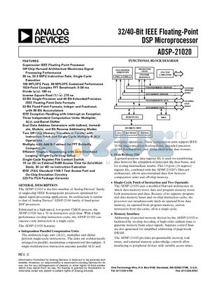 ADSP-21020BG-80 datasheet - 32/40-Bit IEEE Floating-Point DSP Microprocessor