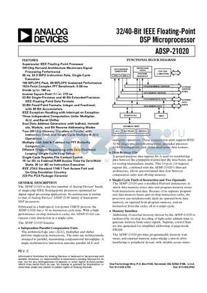 ADSP-21020TG-100/883B datasheet - 32/40-Bit IEEE Floating-Point DSP Microprocessor