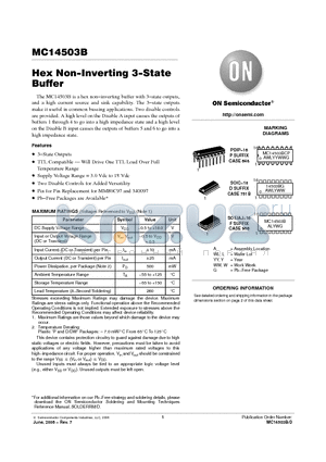 MC14503BDG datasheet - Hex Non−Inverting 3−State Buffer