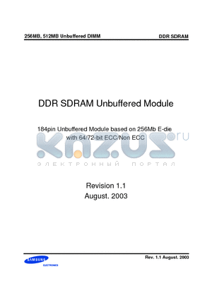 M368L6423ETN-CLB3 datasheet - DDR SDRAM Unbuffered Module