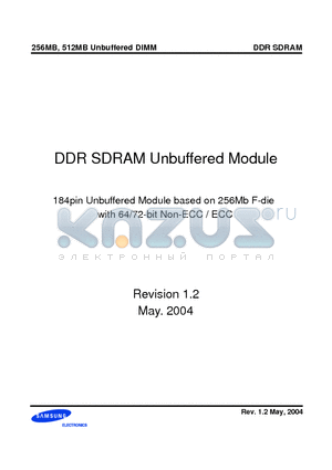 M368L6423FTN-CB3B0 datasheet - 184pin Unbuffered Module based on 256Mb F-die with 64/72-bit Non-ECC / ECC