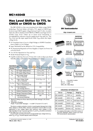MC14504BF datasheet - Hex Level Shifter for TTL to CMOS or COMS to CMOS
