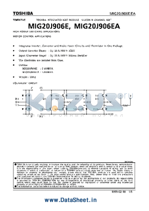 MIG20J906E datasheet - HIGH POWER SWITCHING APPLICATIONS MOTOR CONTROL APPLICATIONS