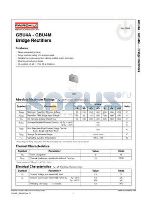 GBU4A_09 datasheet - Bridge Rectifiers