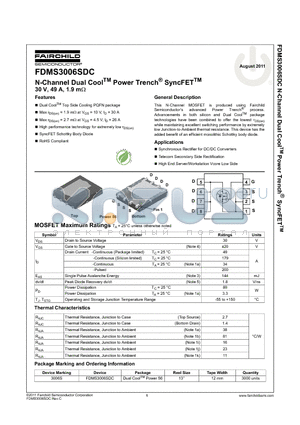 FDMS3006SDC datasheet - N-Channel Dual CoolTM Power Trench^ SyncFETTM 30 V, 49 A, 1.9 mY