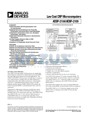 ADSP-2109KP-80 datasheet - Low Cost DSP Microcomputers