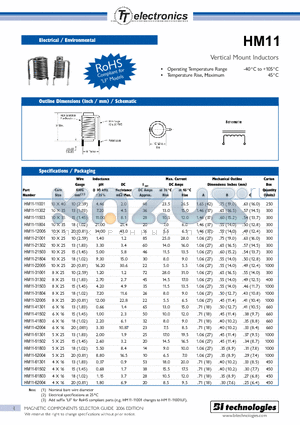 HM11-11804 datasheet - Vertical Mount Inductors