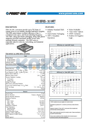 HBS050YE-A datasheet - HBS SERIES - 50 WATT