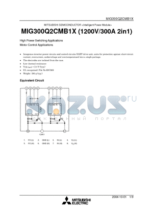 MIG300Q2CMB1X datasheet - High Power Switching Applications Motor Control Applications