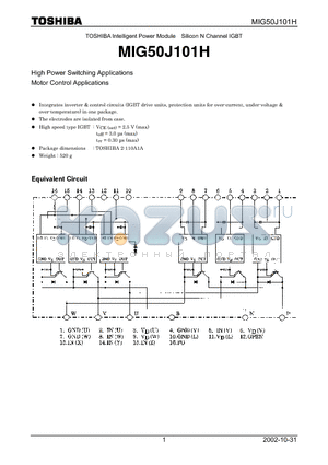 MIG50J101H datasheet - TOSHIBA Intelligent Power Module Silicon N Channel IGBT