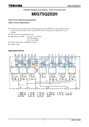 MIG75Q202H datasheet - High Power Switching Applications Motor Control Applications