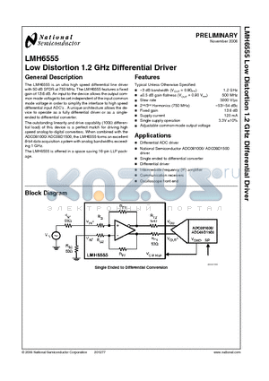 L6555SQ datasheet - Low Distortion 1.2 GHz Differential Driver