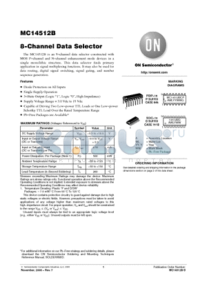 MC14512BCP datasheet - 8−Channel Data Selector