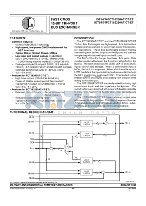 IDT54FCT162260ETEB datasheet - FAST CMOS 12-BIT TRI-PORT BUS EXCHANGER