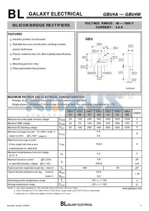 GBU4K datasheet - SILICON BRIDGE RECTIFIERS