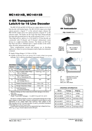 MC14514BDWR2 datasheet - 4-Bit Transparent Latch/4-to-16 Line Decoder