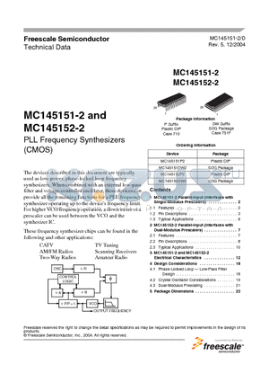 MC145151DW2 datasheet - PLL Frequency Synthesizers (CMOS)