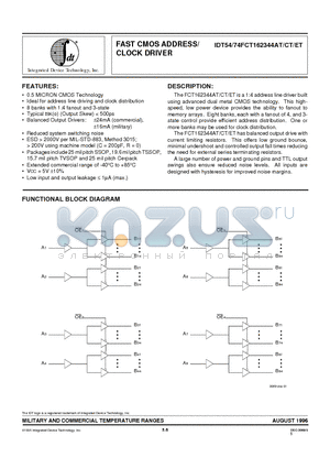 IDT54FCT162344CTPVB datasheet - FAST CMOS ADDRESS/ CLOCK DRIVER