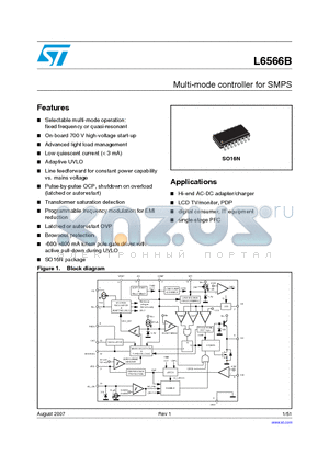 L6566B datasheet - Multi-mode controller for SMPS
