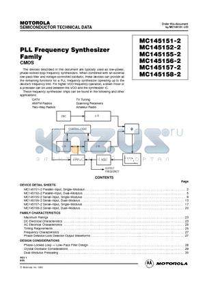 MC145152DW2 datasheet - Parallel-Input PLL Frequency Synthesizer