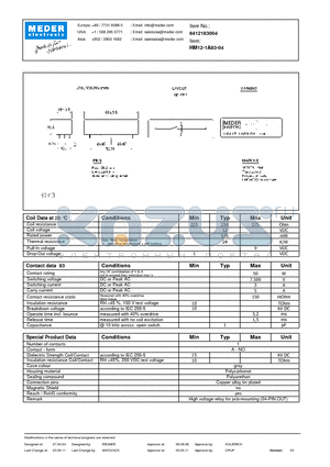 HM12-1A83-04 datasheet - HM Reed Relay